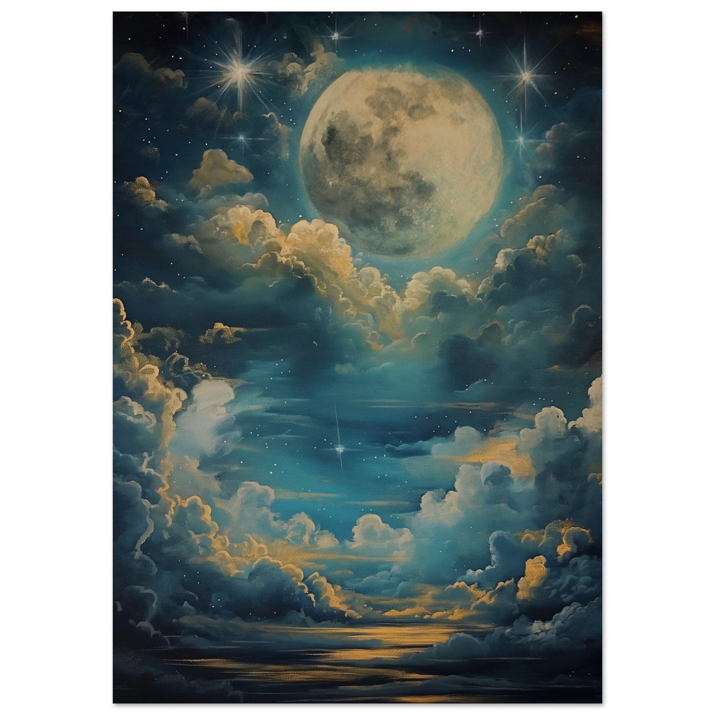 Lunar Sonata - An Evening's Rhapsody in Blue - Fantasy Art-poster