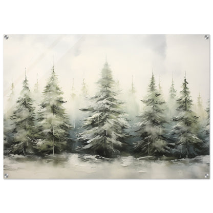 Misty Pines - Dawn's Serene Symphony - Landscape Art-print-on-acrylic