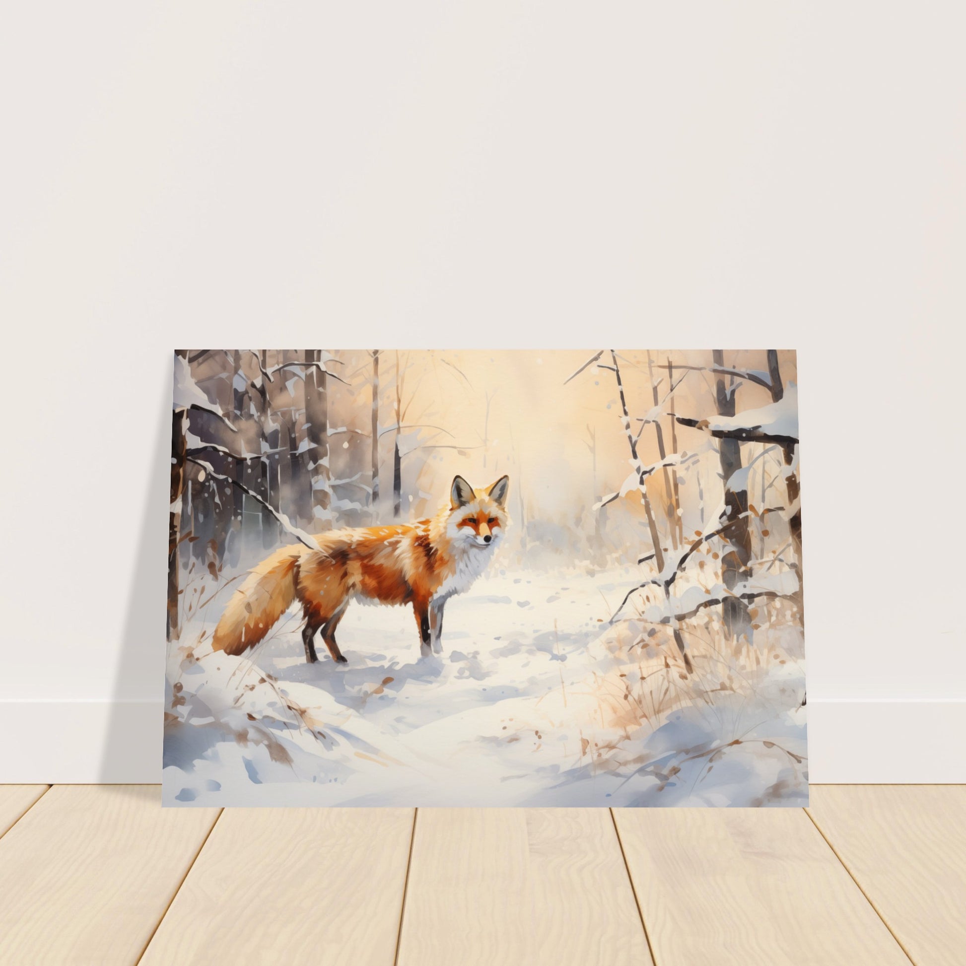 Crimson Sentry - Winter’s Vibrant Whisper - Nature Art-poster