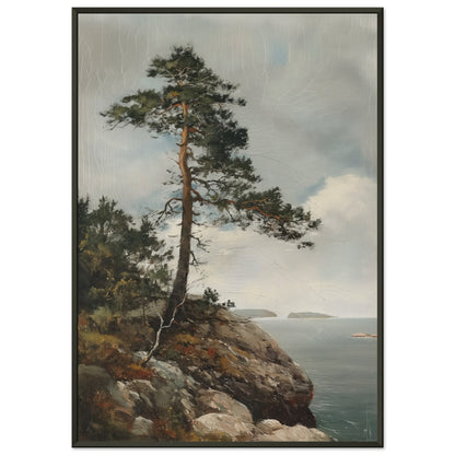 Majestic Solitude - Lone Pine Overlooking the Sea - Nature Art-print-in-aluminum-frame