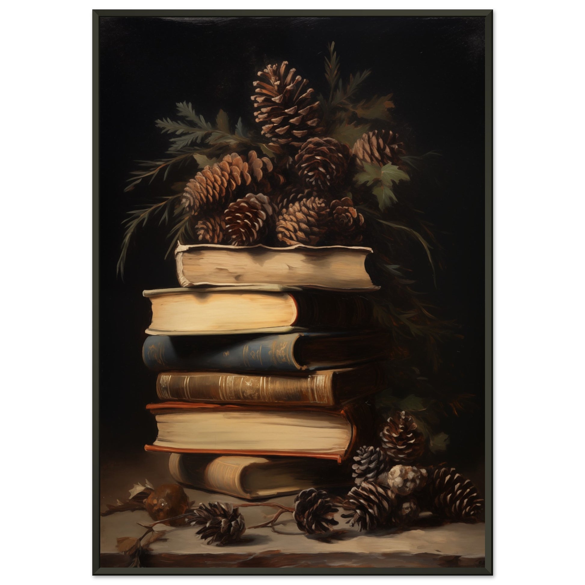 Whispers of the Woodland Library - Still Life Art Pieces-print-in-aluminum-frame