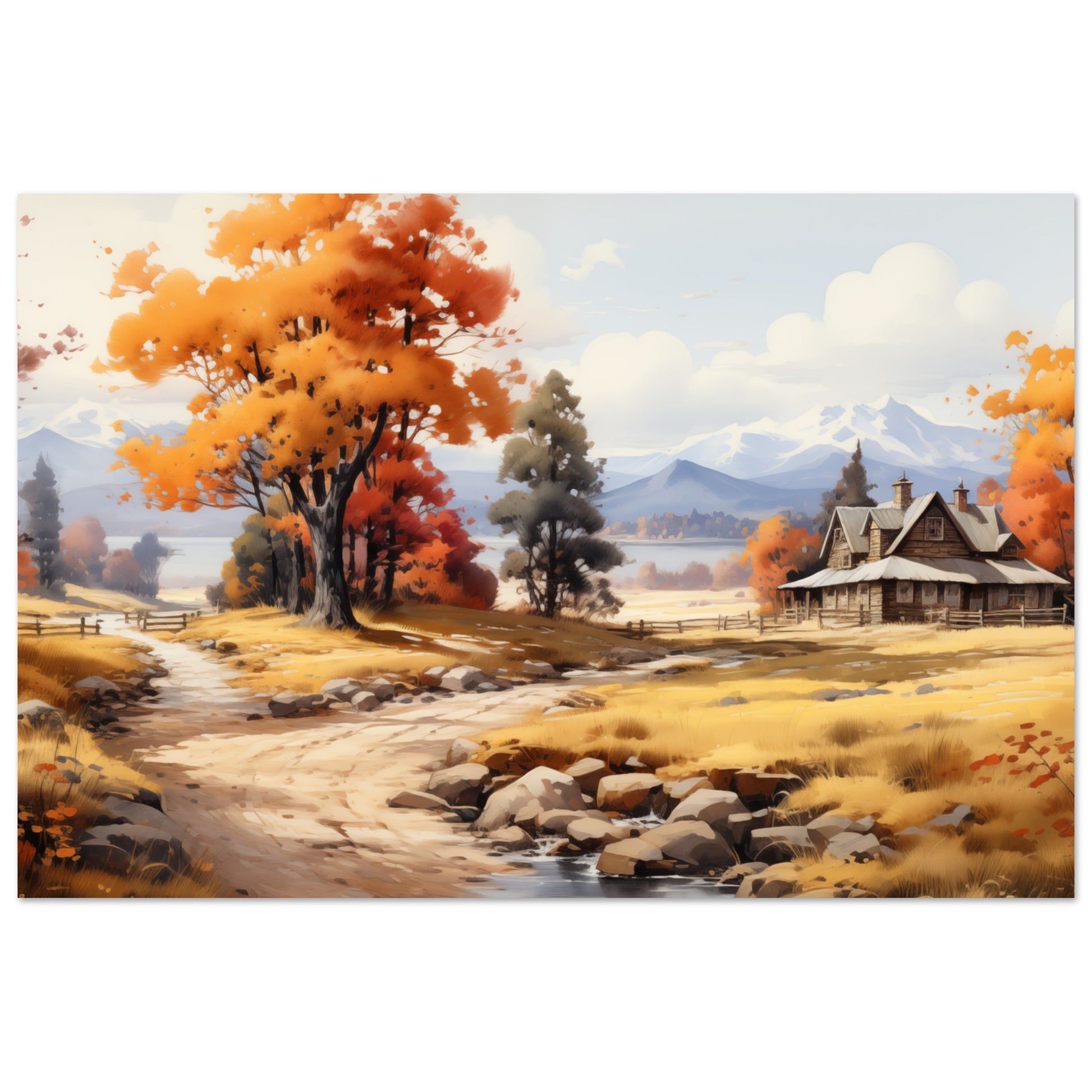 Autumn's Homestead - The Warmth of Seasons - Landscape Art-print-on-foam-board