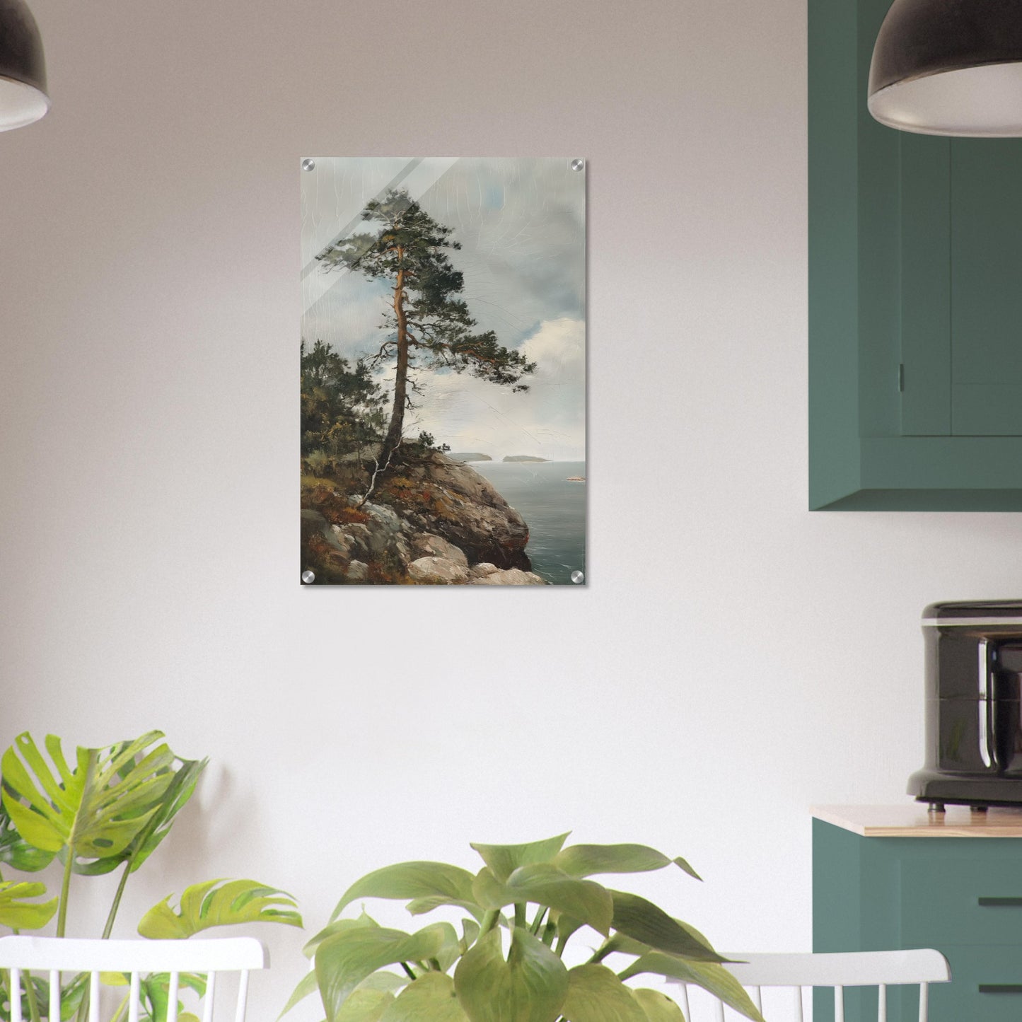 Majestic Solitude - Lone Pine Overlooking the Sea - Nature Art-print-on-acrylic