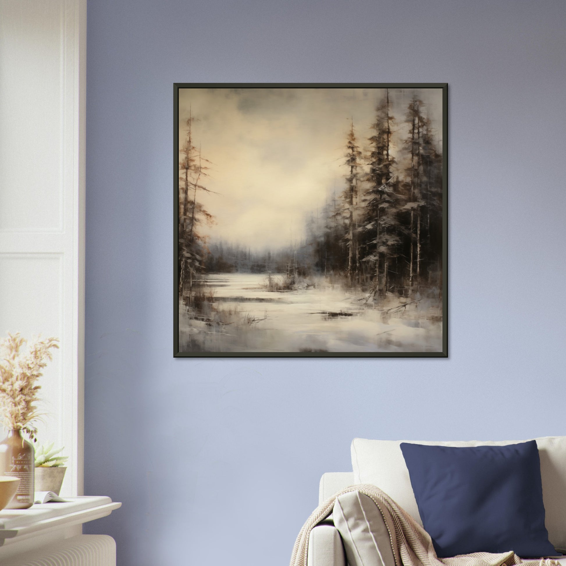 Frostbound Solitude - Serenity at Dusk - Landscape Art-print-in-aluminum-frame