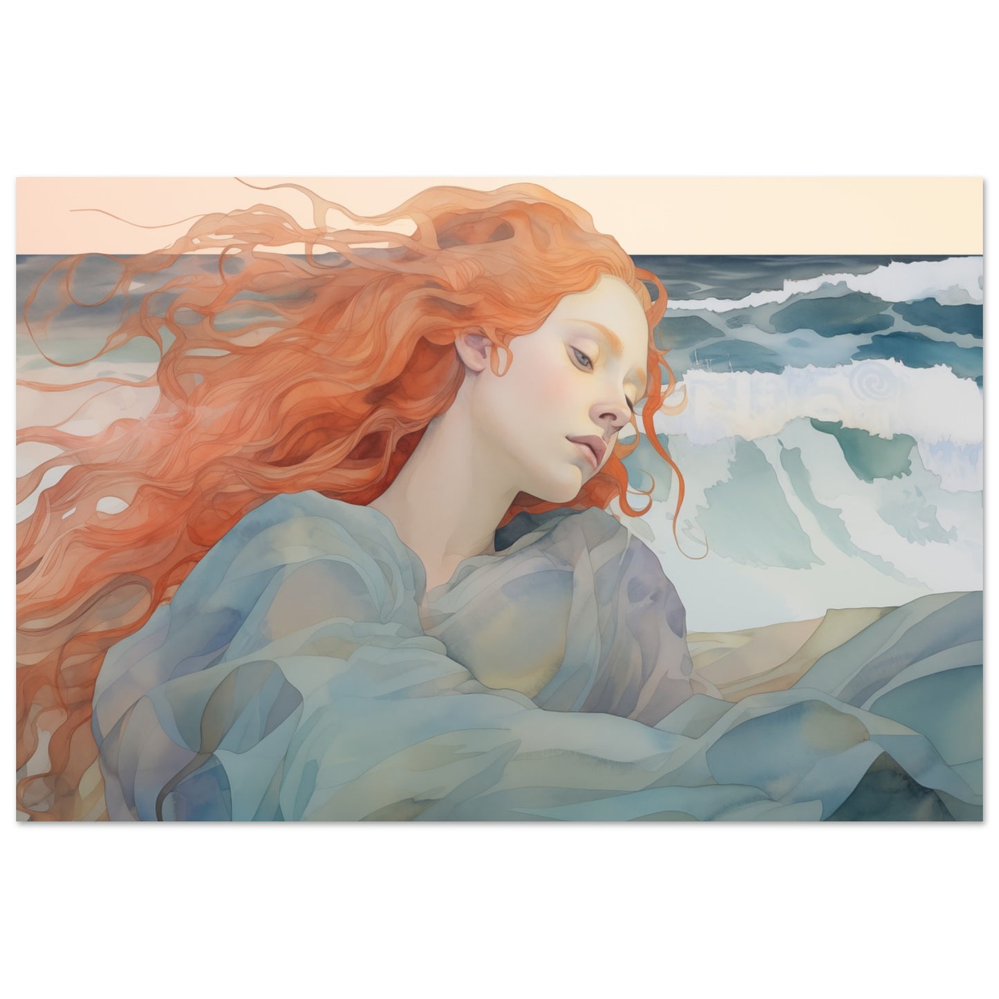 Aegean Whisper - The Melody of the Sea - Fantasy Art-print-on-foam-board