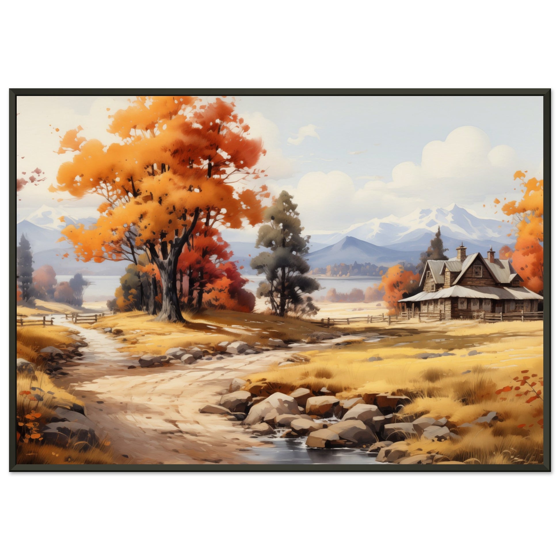 Autumn's Homestead - The Warmth of Seasons - Landscape Art-print-in-aluminum-frame