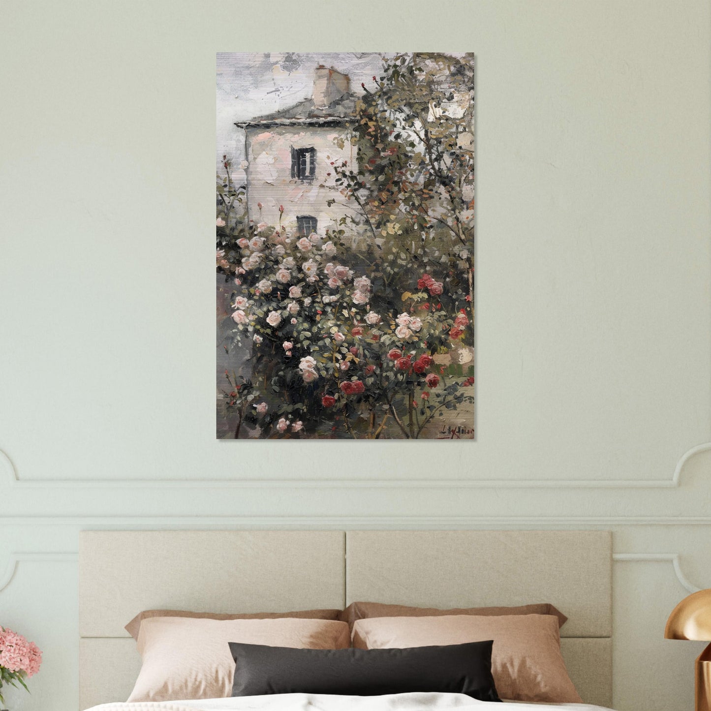 Blossoming Seclusion - The Rose Garden's Secret - Floral Art-print-on-aluminum