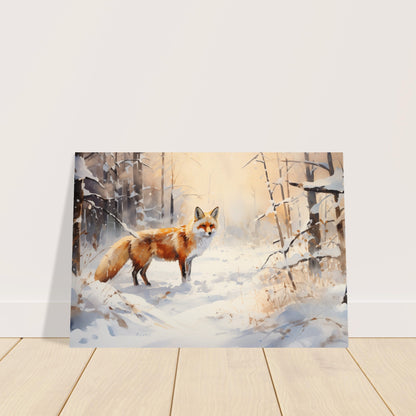 Crimson Sentry - Winter’s Vibrant Whisper - Nature Art-poster