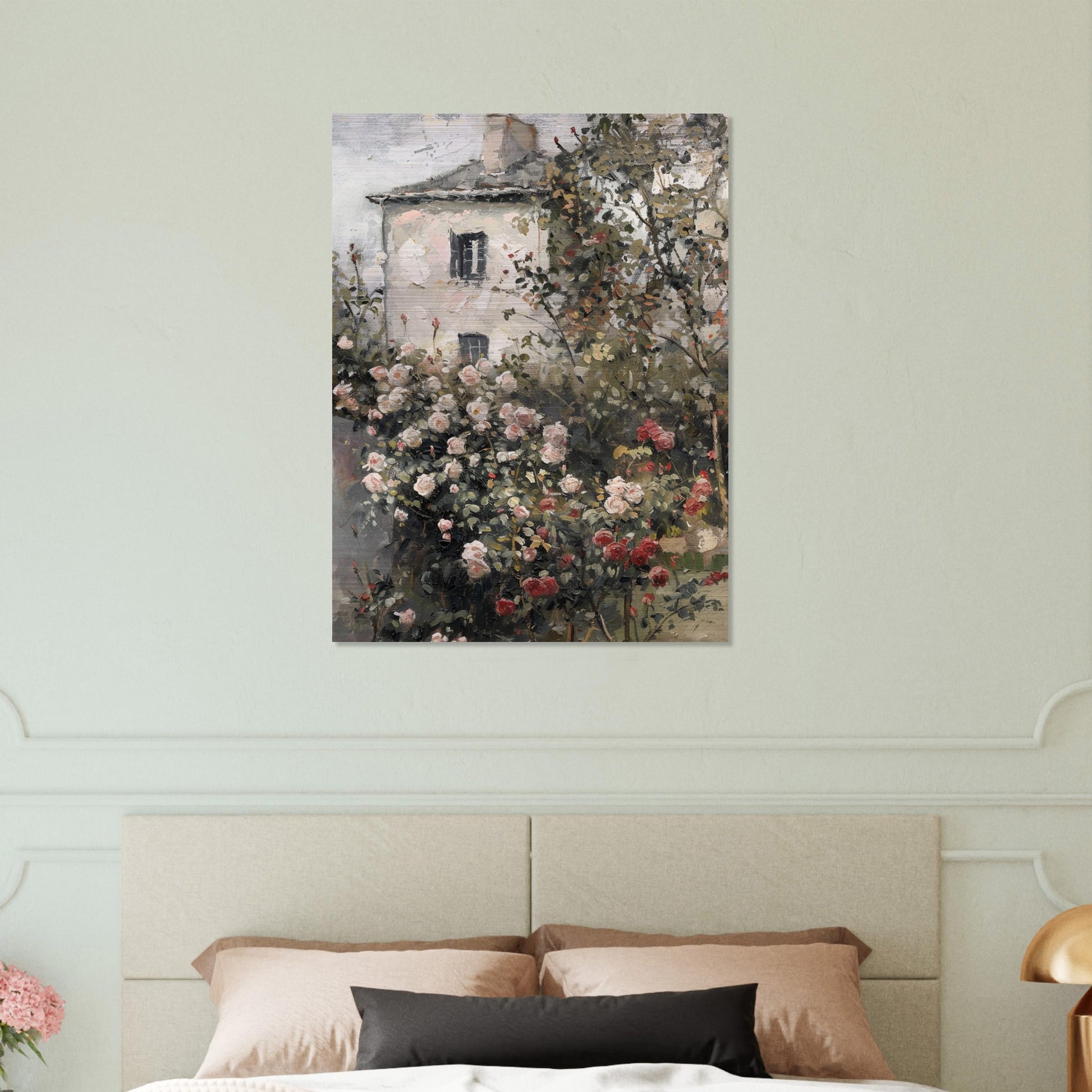 Blossoming Seclusion - The Rose Garden's Secret - Floral Art-print-on-aluminum