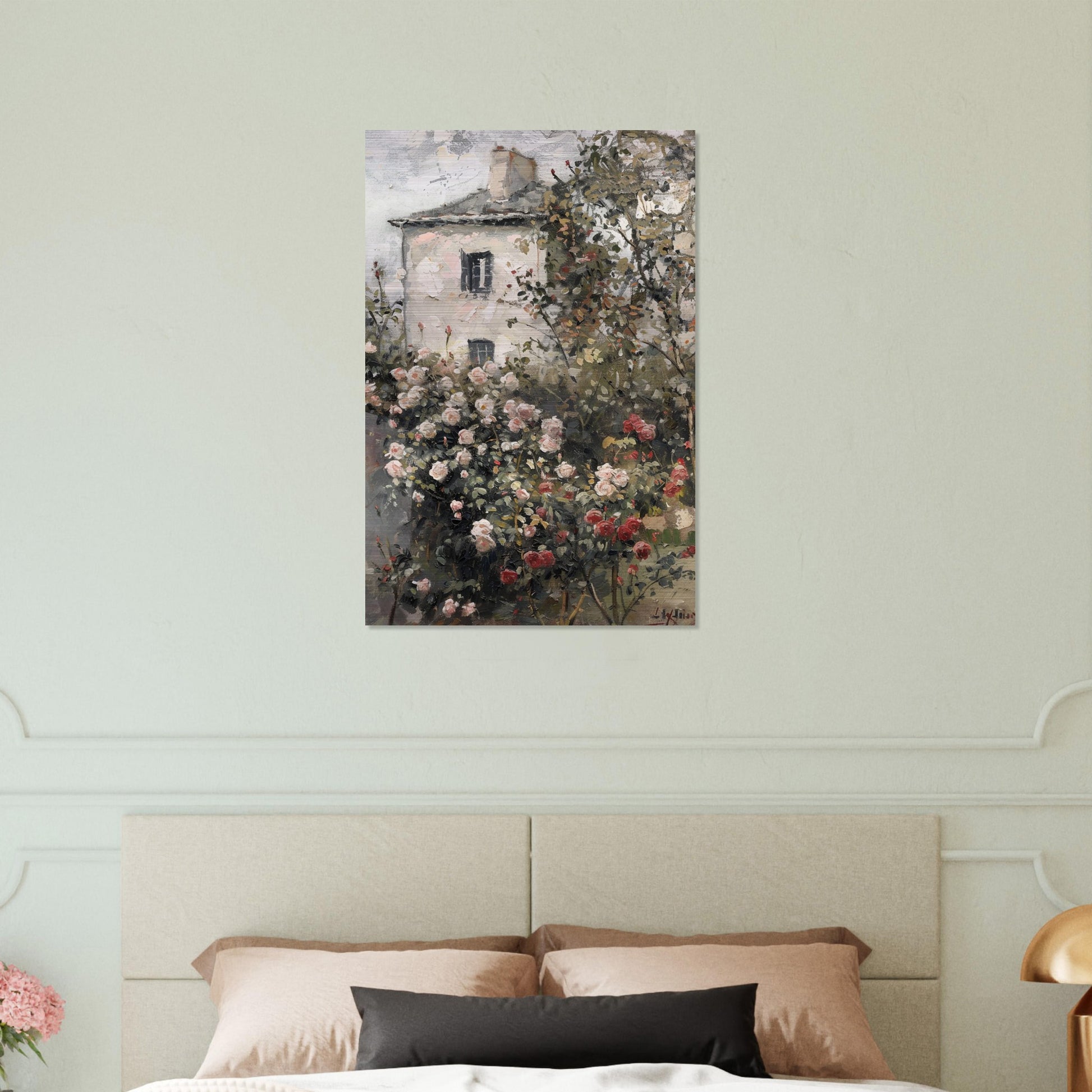 Blossoming Seclusion - The Rose Garden's Secret - Floral Art-print-on-aluminum