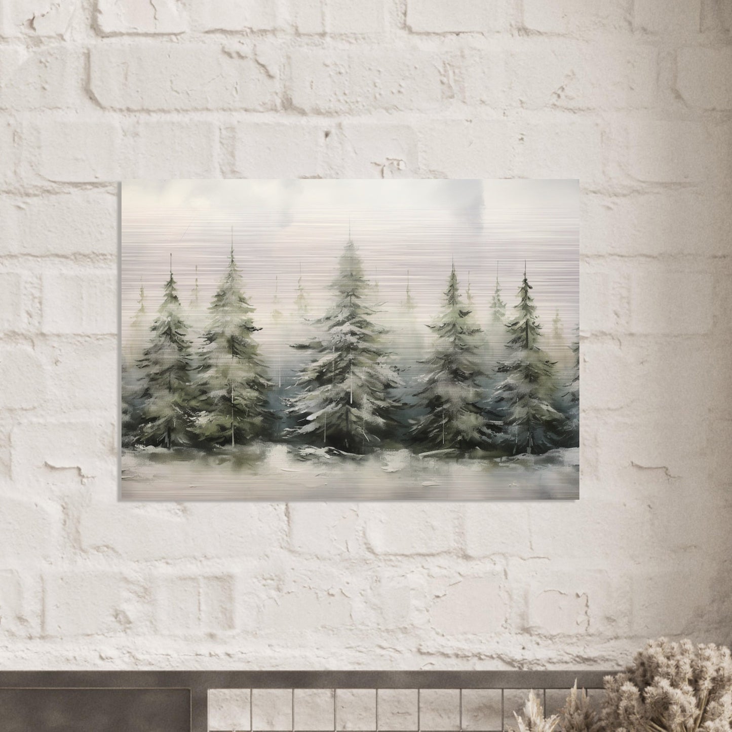 Misty Pines - Dawn's Serene Symphony - Landscape Art-print-on-aluminum