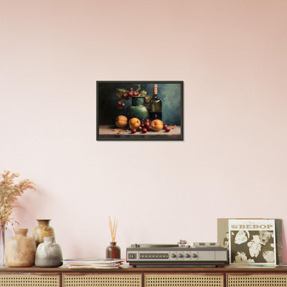 Life with Wine and Fruit - Still life art pieces-print-in-aluminum-frame