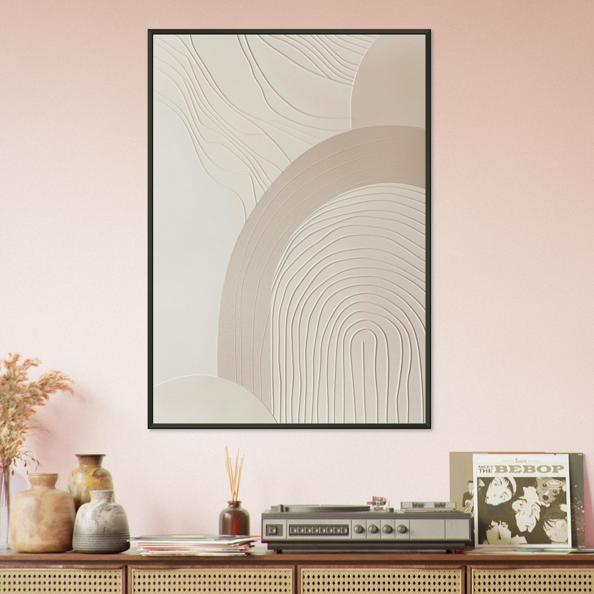 Harmonious Crescents - Abstract wall art-print-in-aluminum-frame