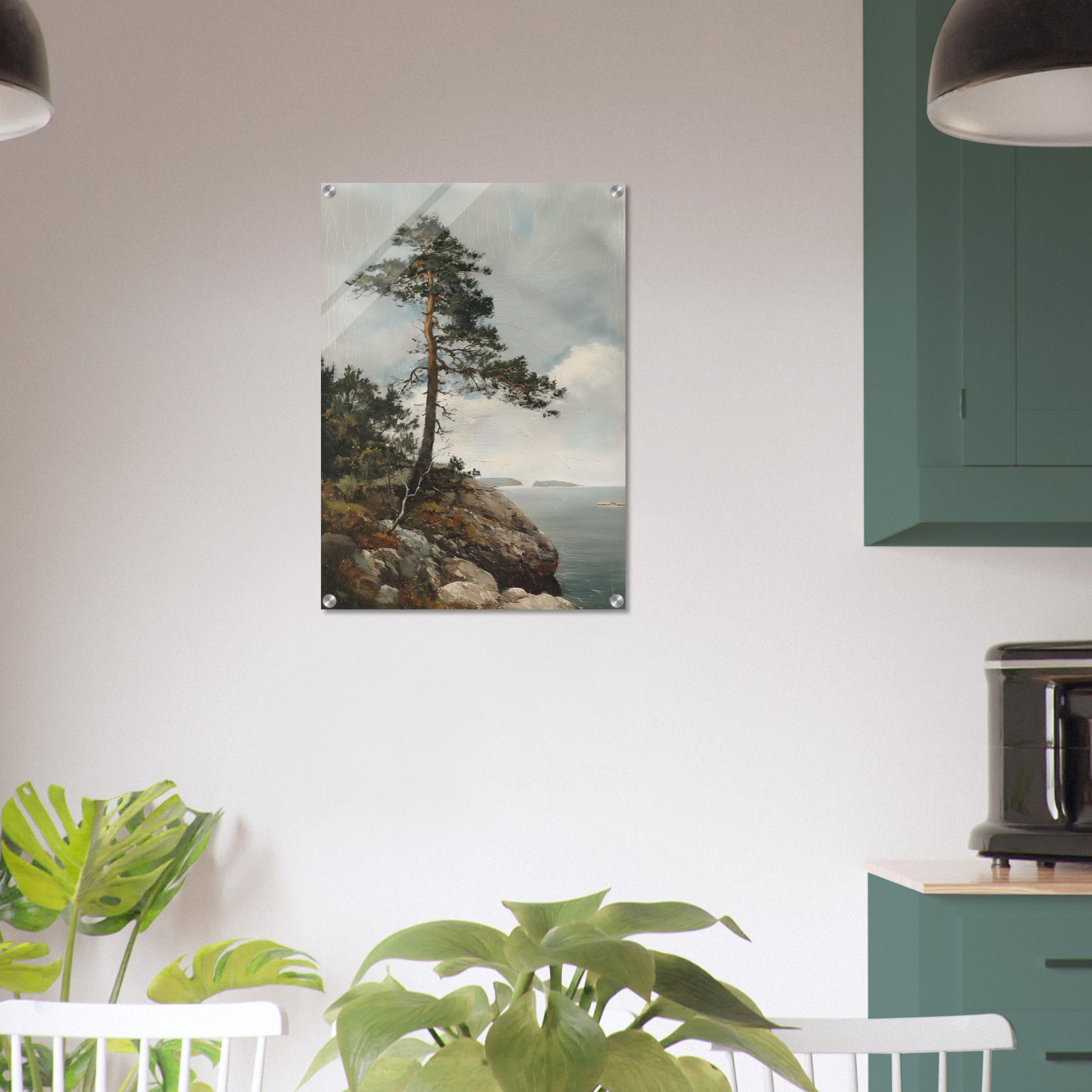 Majestic Solitude - Lone Pine Overlooking the Sea - Nature Art-print-on-acrylic