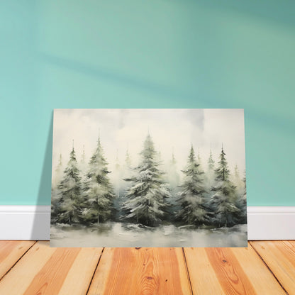 Misty Pines - Dawn's Serene Symphony - Landscape Art-poster