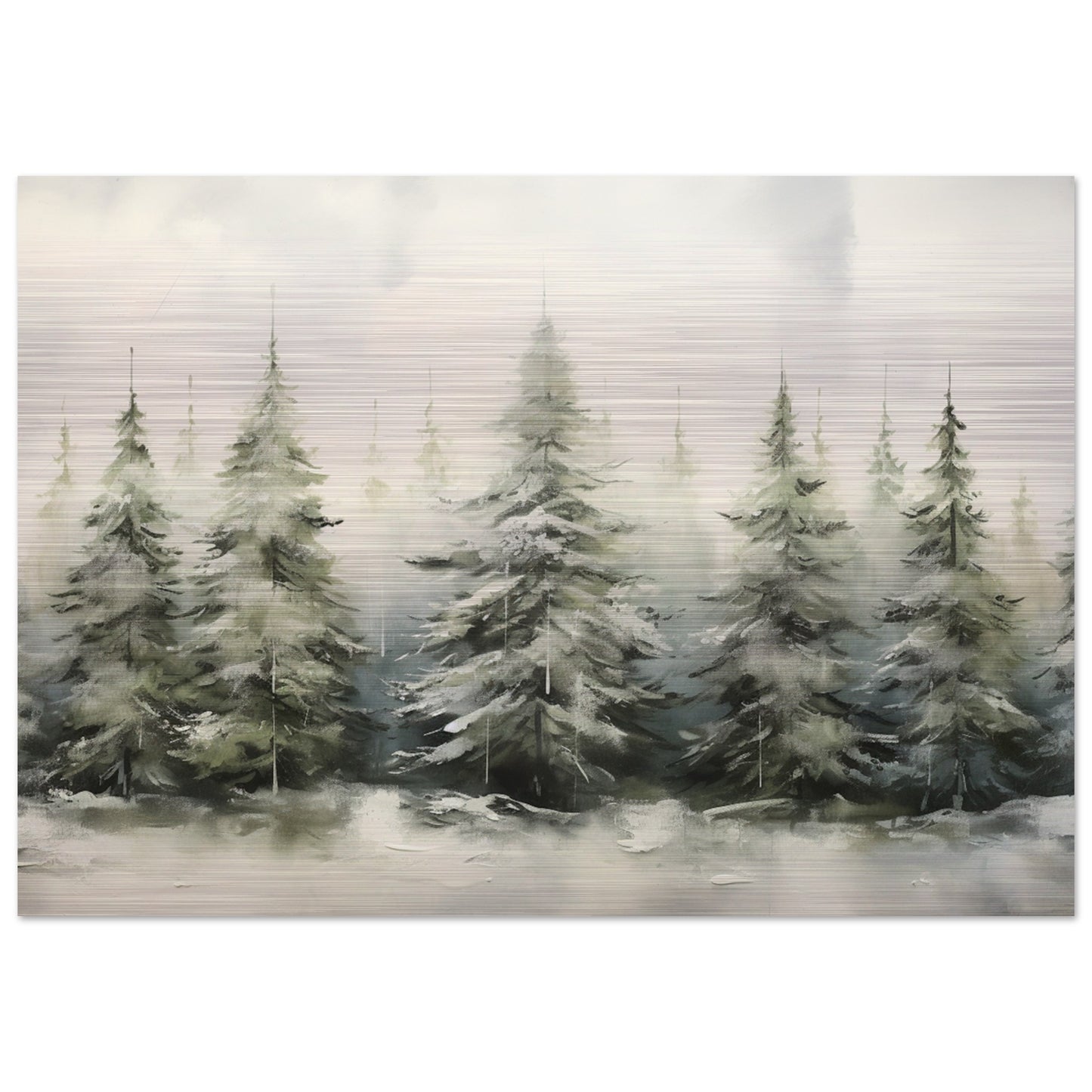 Misty Pines - Dawn's Serene Symphony - Landscape Art-print-on-aluminum