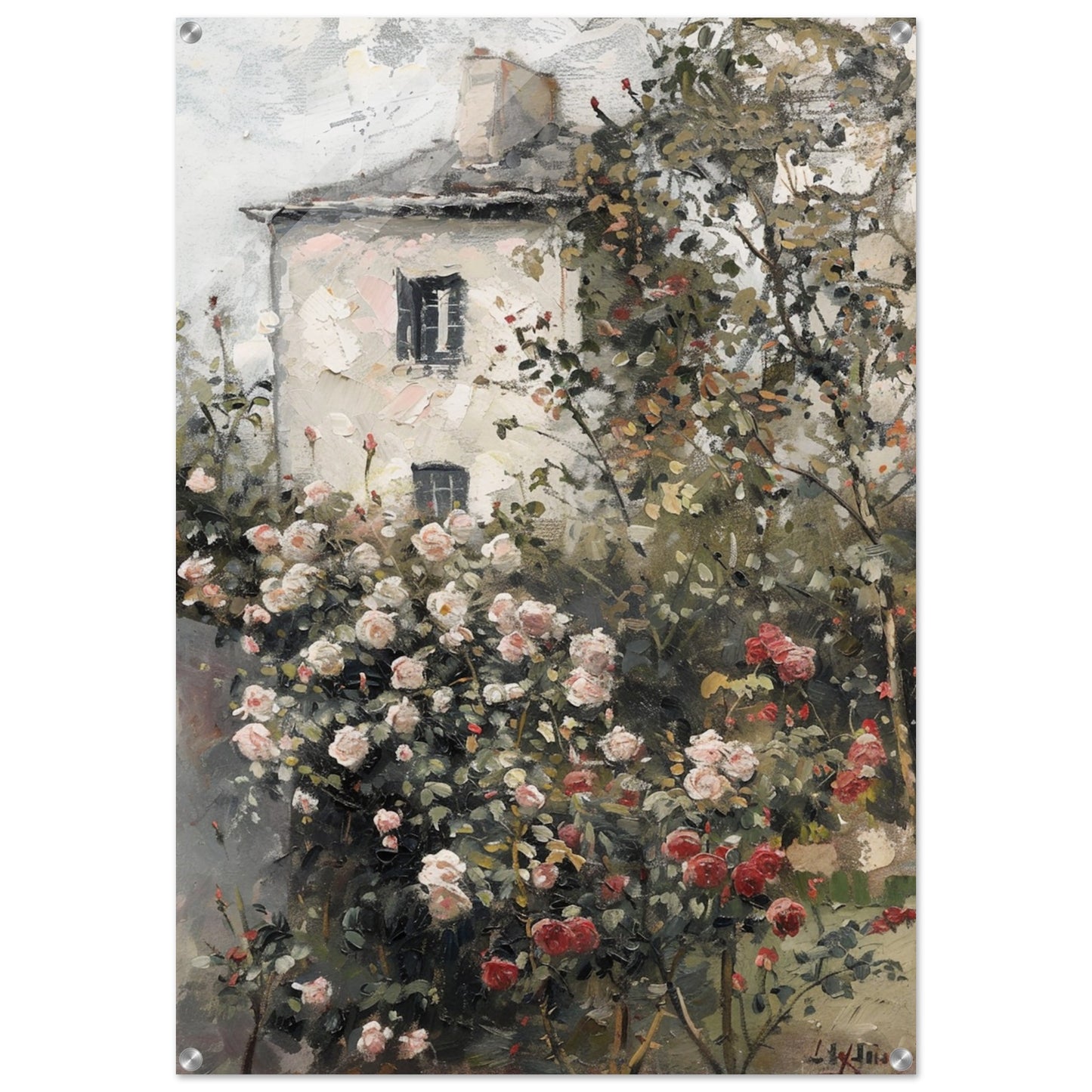 Blossoming Seclusion - The Rose Garden's Secret - Floral Art-print-on-acrylic