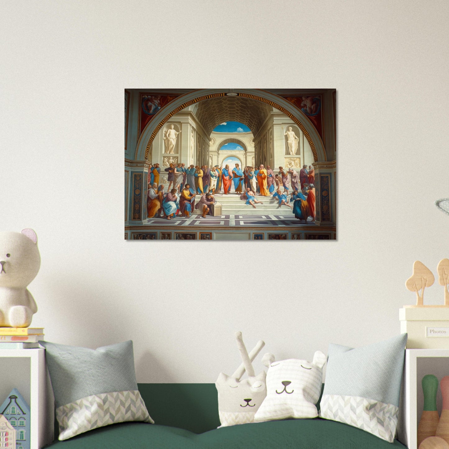 Conclave of Enlightenment - Homage to The School of Athens - Classic Art-print-on-wood