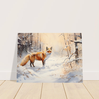 Crimson Sentry - Winter’s Vibrant Whisper - Nature Art-poster