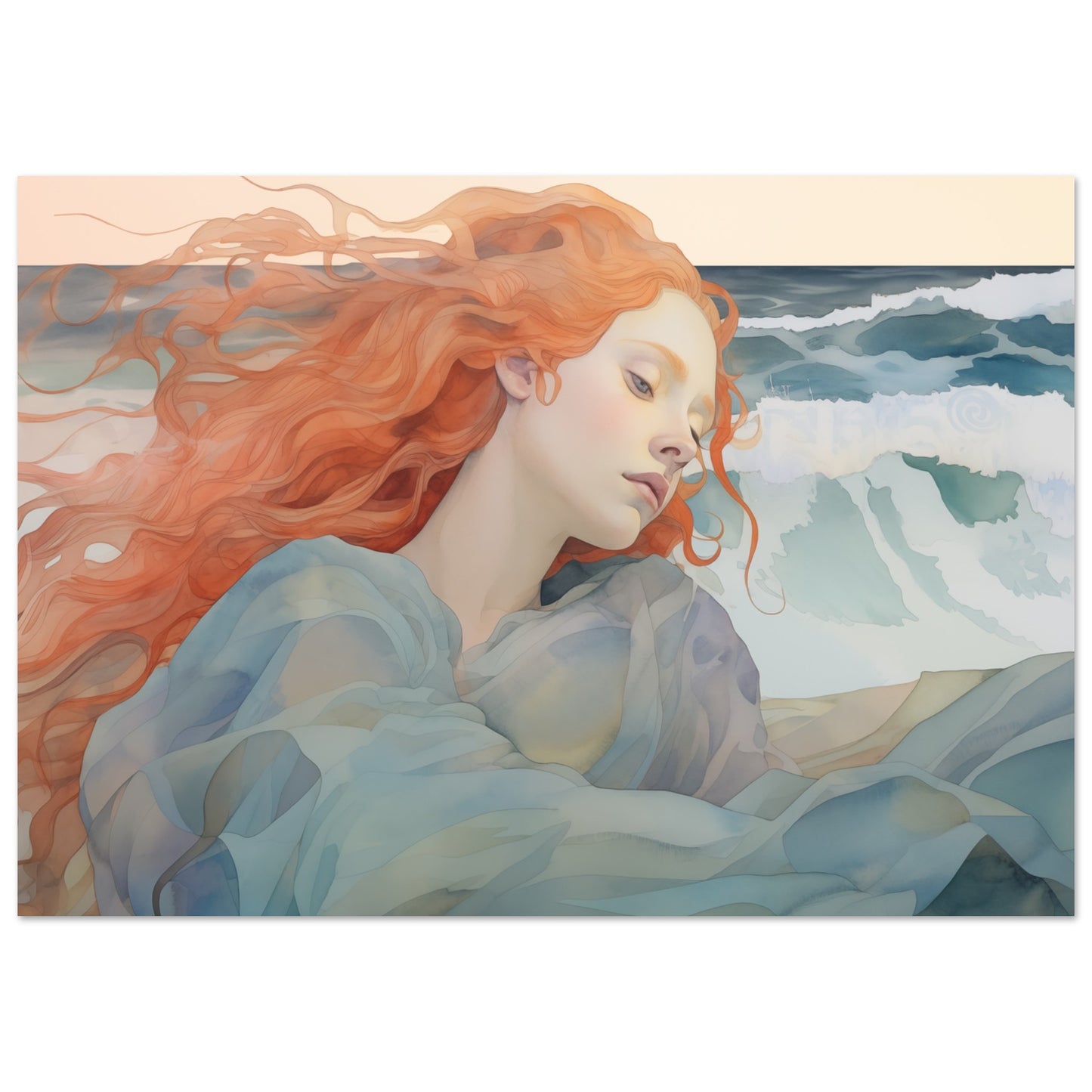 Aegean Whisper - The Melody of the Sea - Fantasy Art-print-on-foam-board