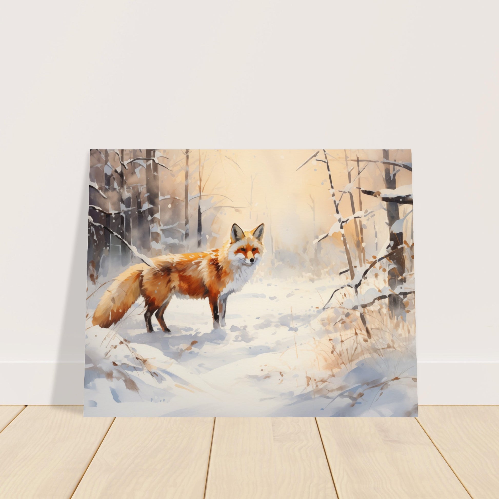 Crimson Sentry - Winter’s Vibrant Whisper - Nature Art-poster