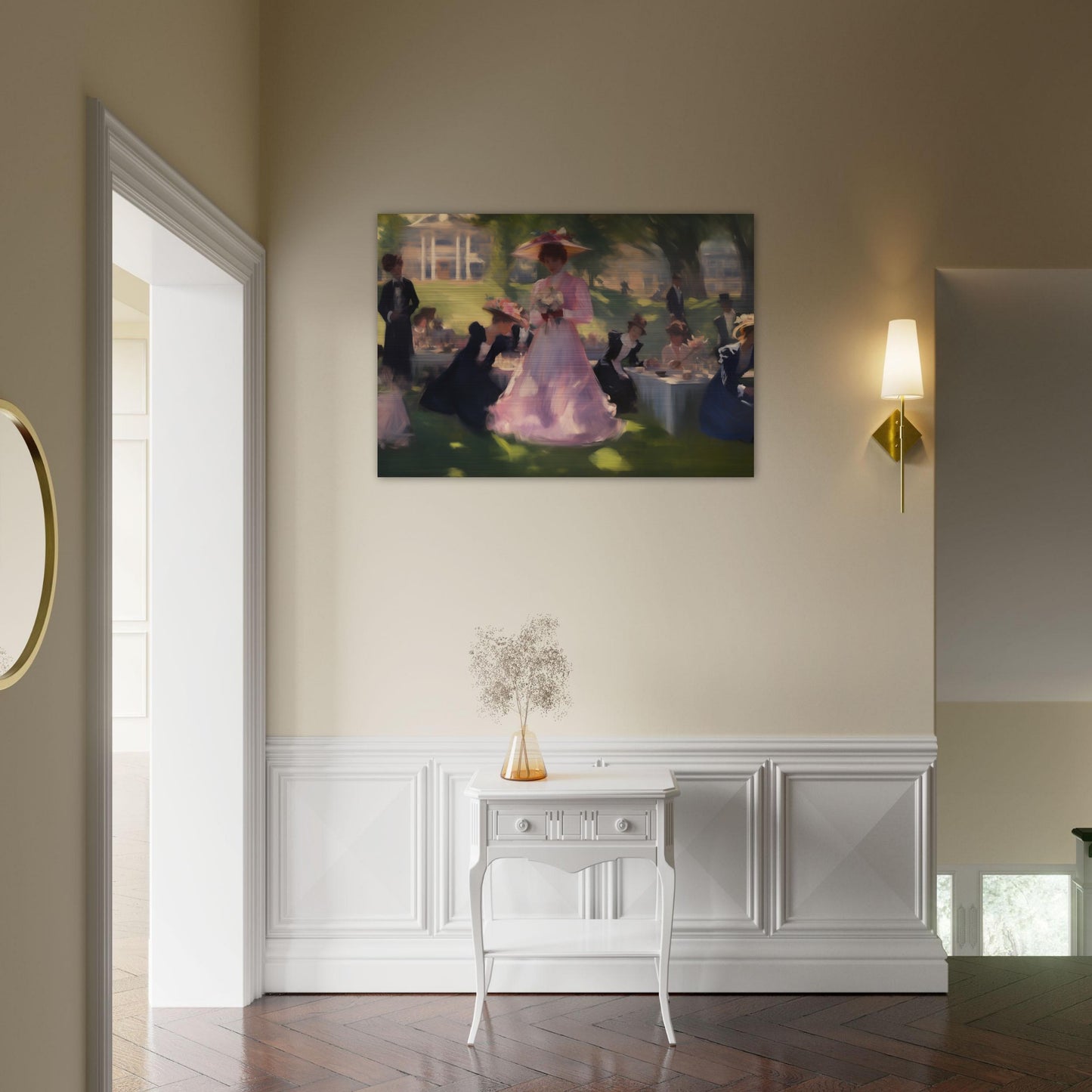 Garden Gala - Elegance Under the Elms - Classic Art-print-on-aluminum