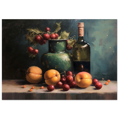 Life with Wine and Fruit - Still life art pieces-print-on-foam-board