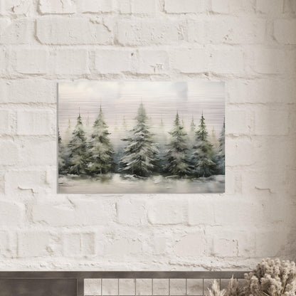 Misty Pines - Dawn's Serene Symphony - Landscape Art-print-on-aluminum