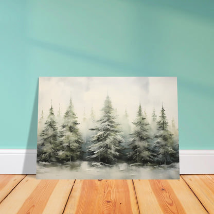 Misty Pines - Dawn's Serene Symphony - Landscape Art-poster