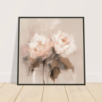 Ballet of Dawn - Gentle Rose Triptych - Abstract Wall Art-print-in-aluminum-frame