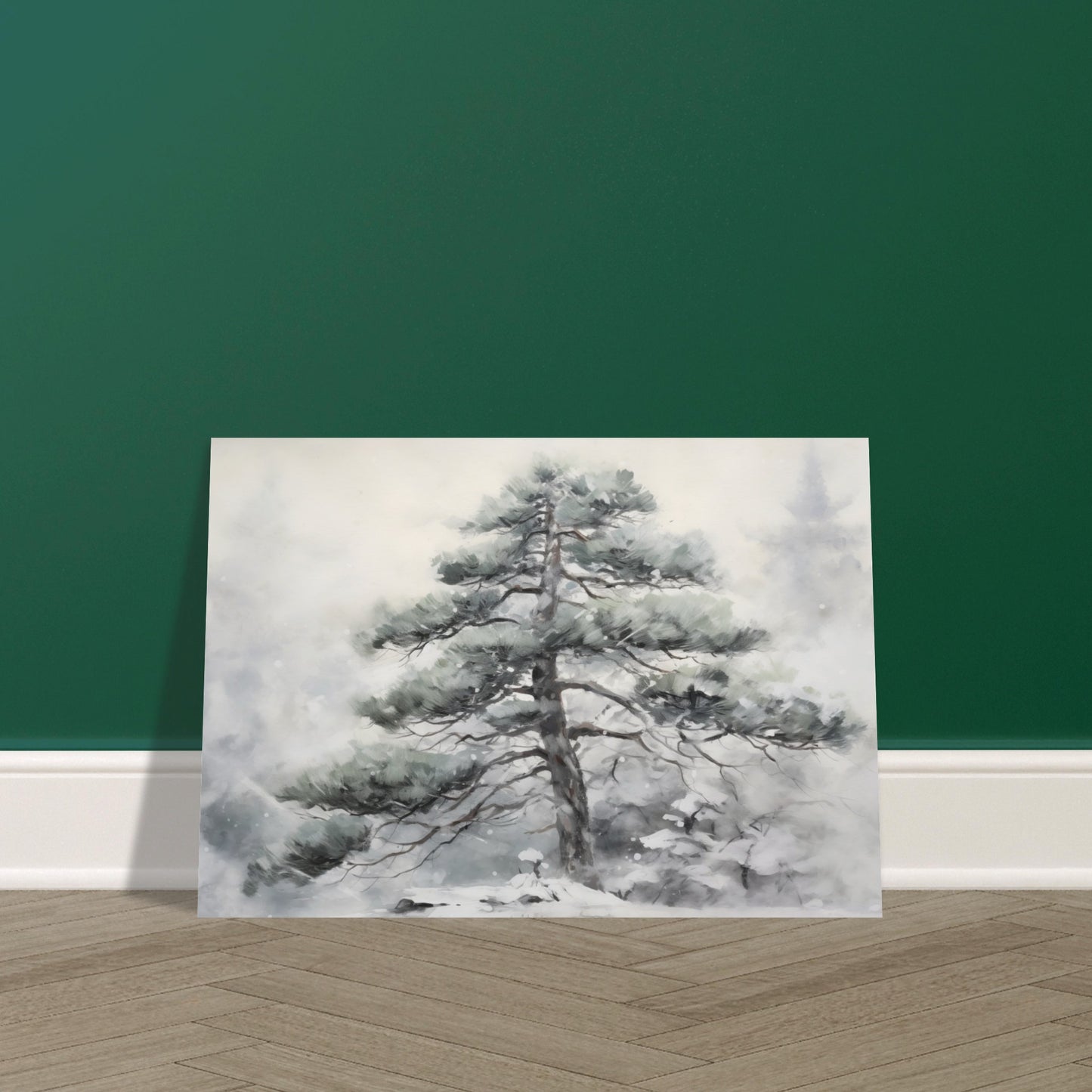 Winter's Sentinel - The Stoic Pine - Landscape Art-poster