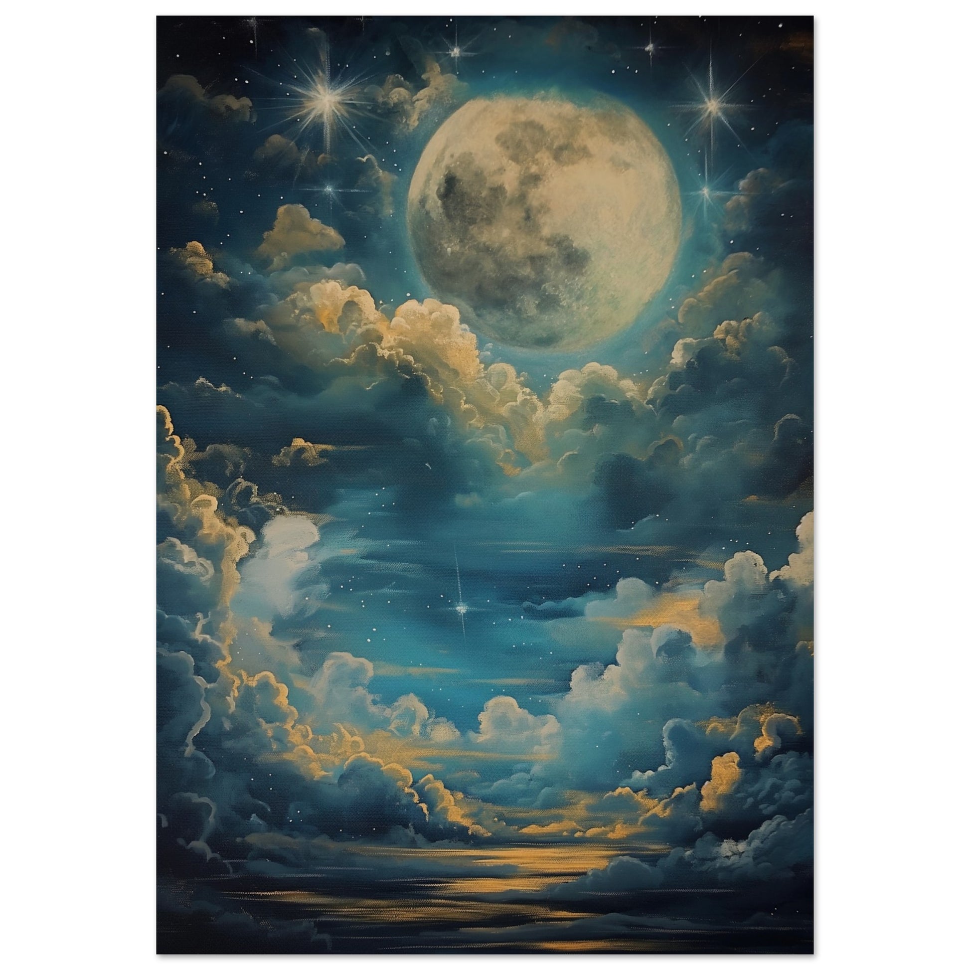 Lunar Sonata - An Evening's Rhapsody in Blue - Fantasy Art-print-on-foam-board