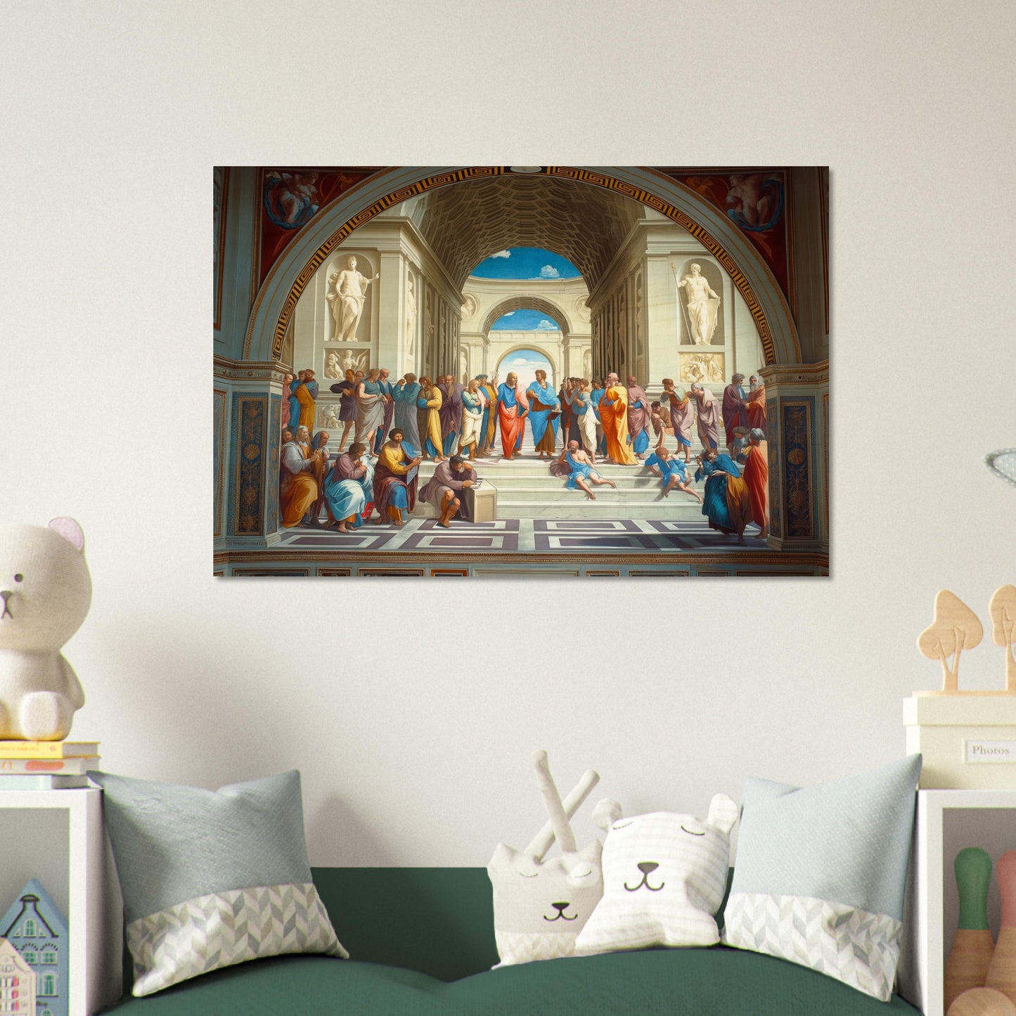 Conclave of Enlightenment - Homage to The School of Athens - Classic Art-print-on-wood