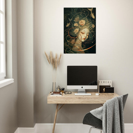 Aquatic Reverie - Abstract Wall Art-print-on-wood