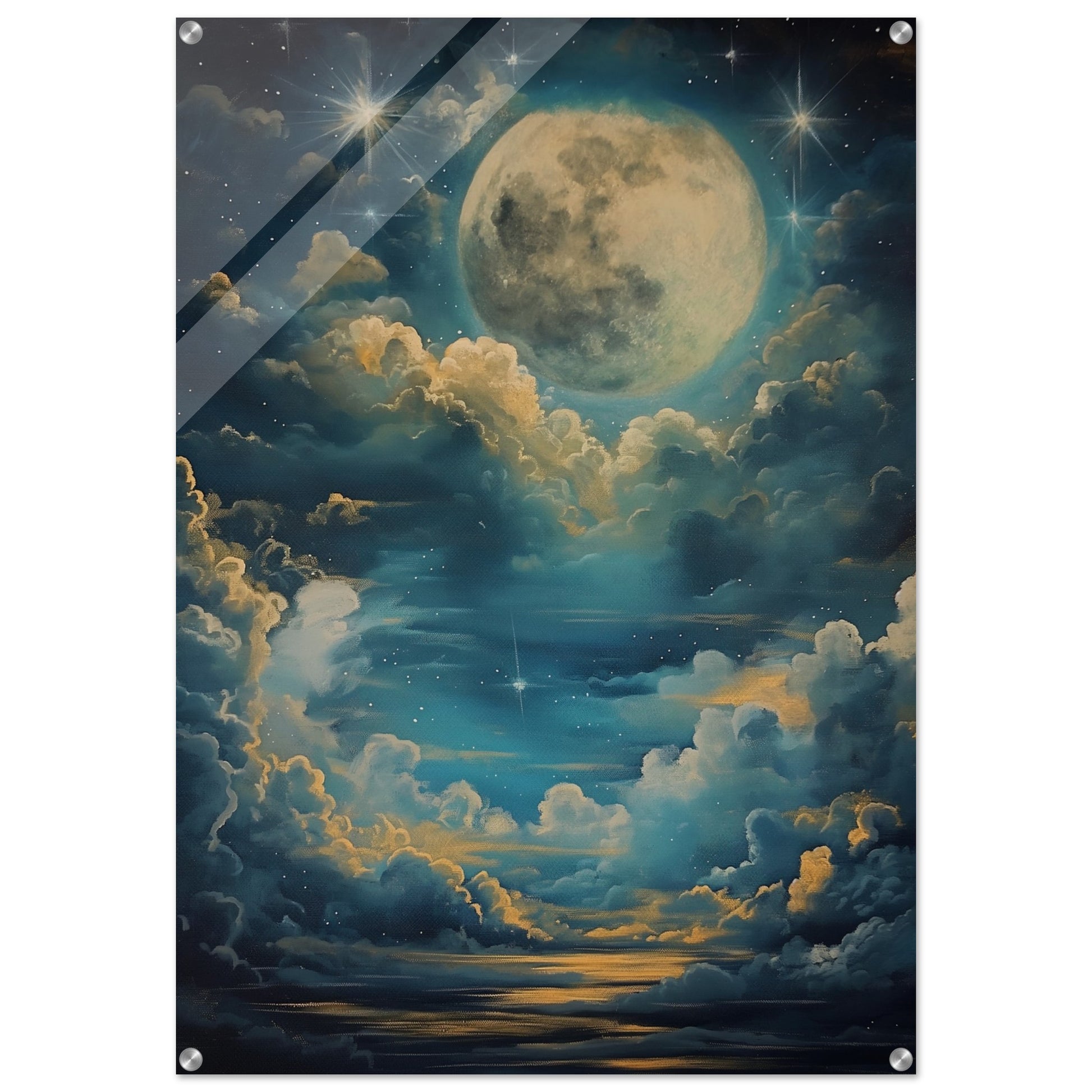 Lunar Sonata - An Evening's Rhapsody in Blue - Fantasy Art-print-on-acrylic