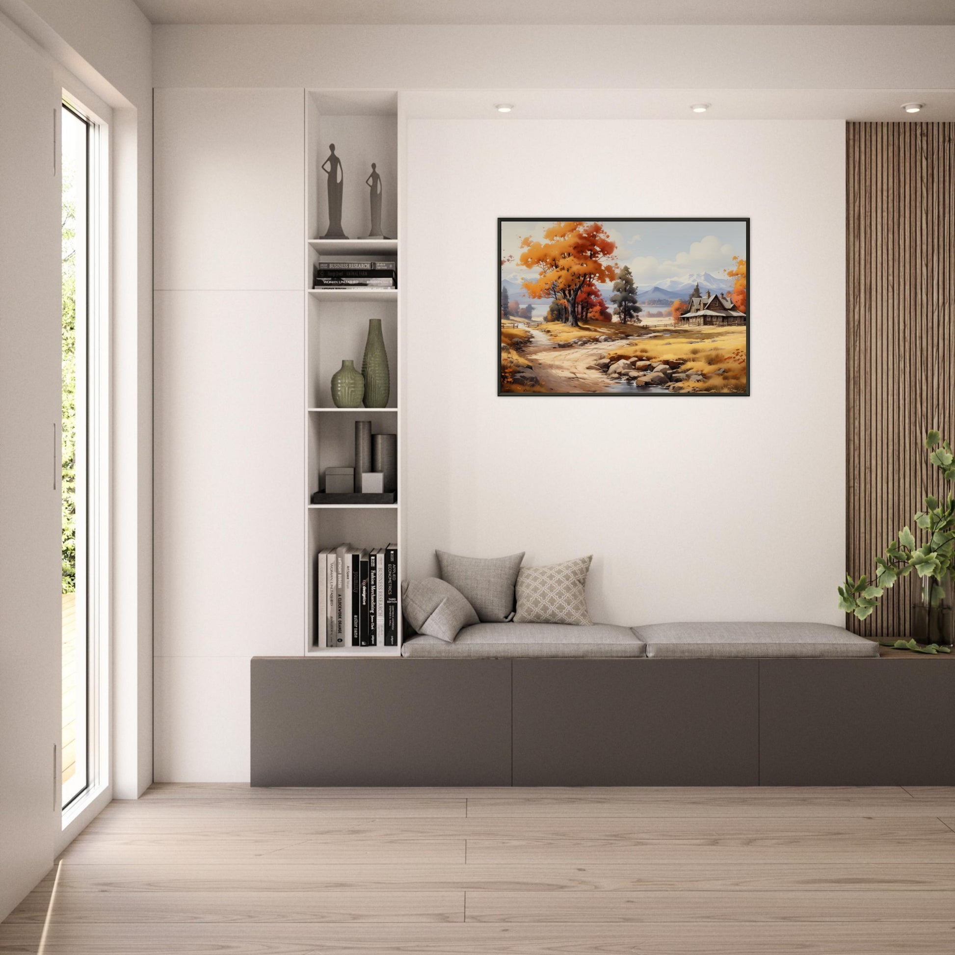 Autumn's Homestead - The Warmth of Seasons - Landscape Art-print-in-aluminum-frame