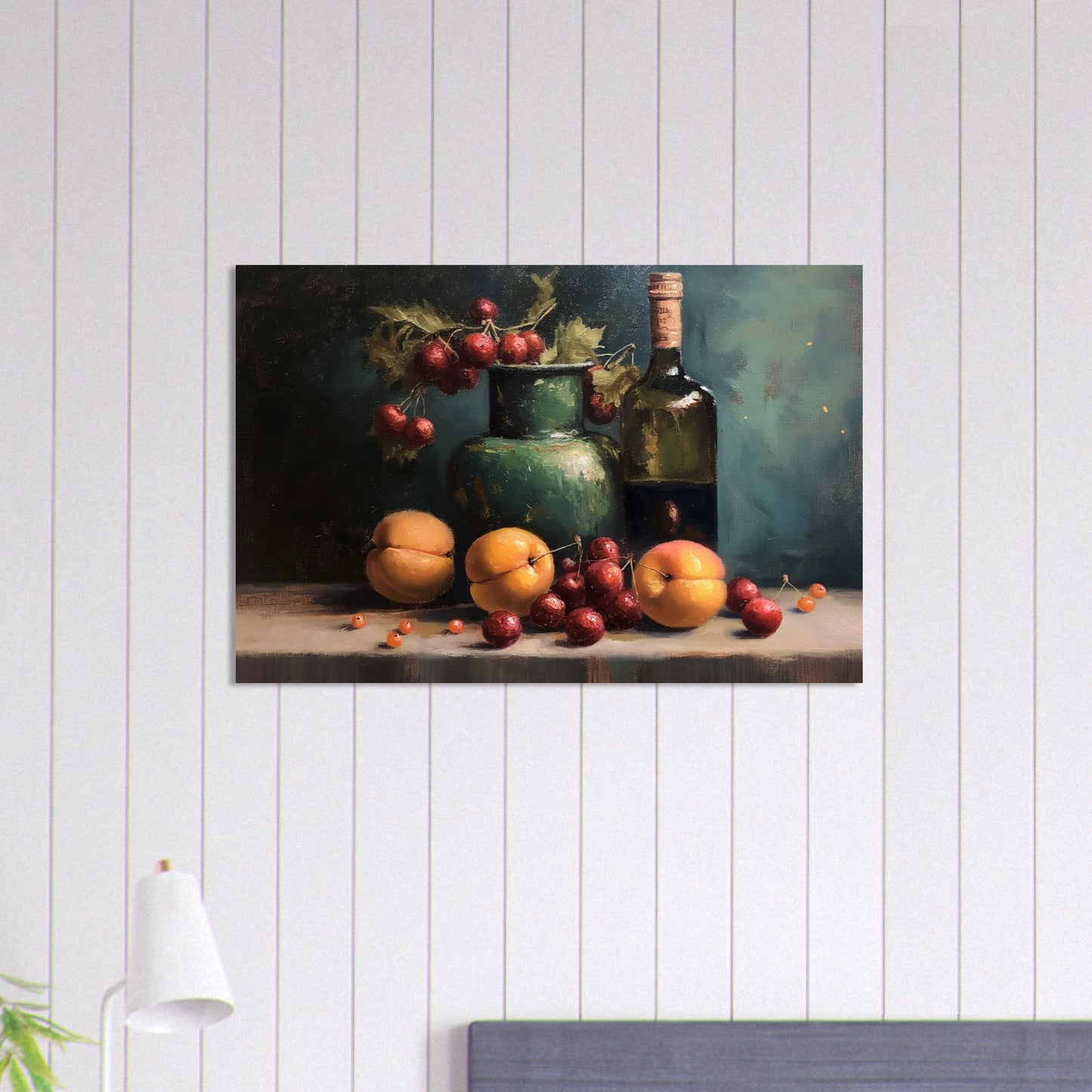 Life with Wine and Fruit - Still life art pieces-print-on-foam-board