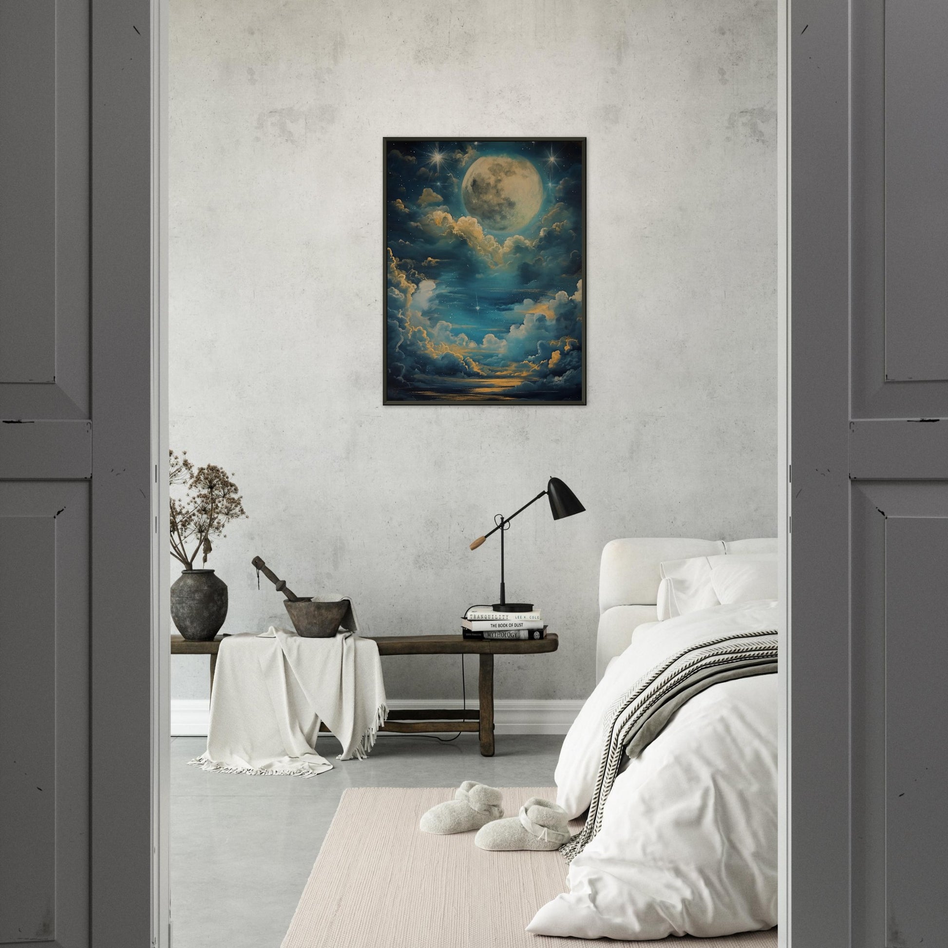 Lunar Sonata - An Evening's Rhapsody in Blue - Fantasy Art-print-in-aluminum-frame