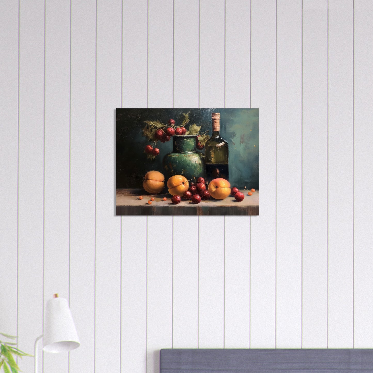 Life with Wine and Fruit - Still life art pieces-print-on-foam-board