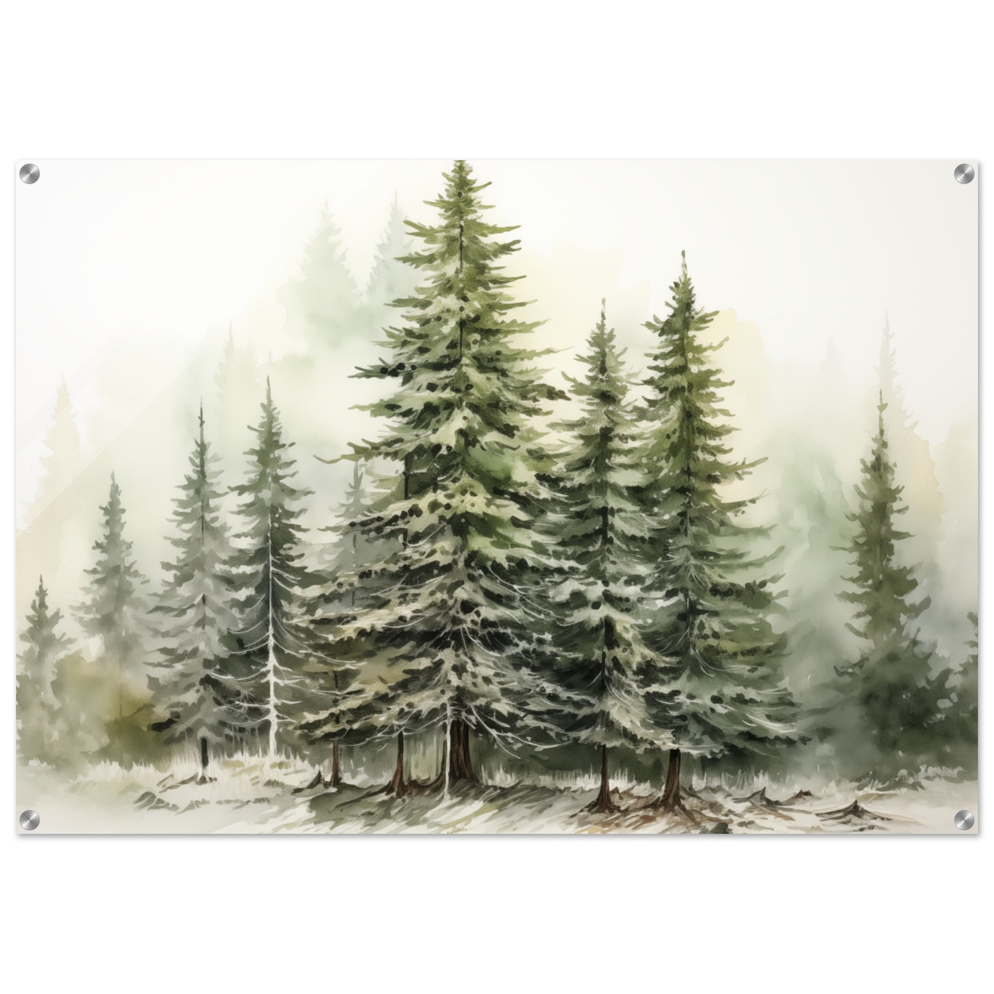 Verdant Veil - The Winter's Slumber - Landscape Art-print-on-acrylic