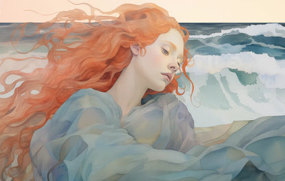 Aegean Whisper - The Melody of the Sea - Fantasy Art-print-art