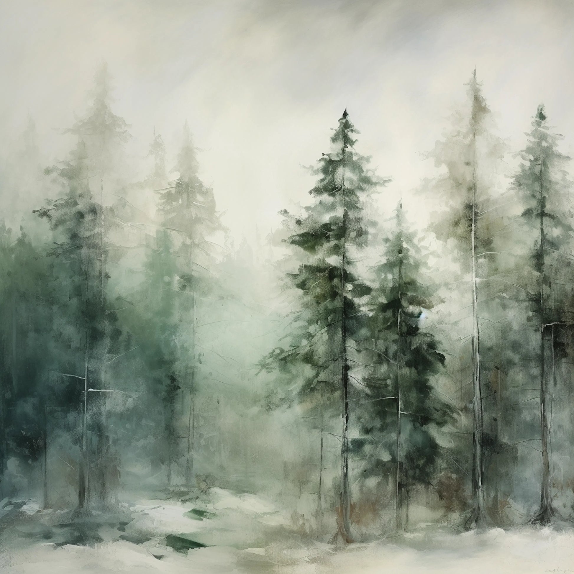 Emerald Enclave - The Forest’s Winter Cloak - Landscape Art-print-art