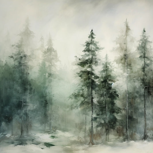 Emerald Enclave - The Forest’s Winter Cloak - Landscape Art-print-art