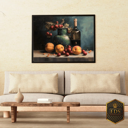 Life with Wine and Fruit - Still life Print Art