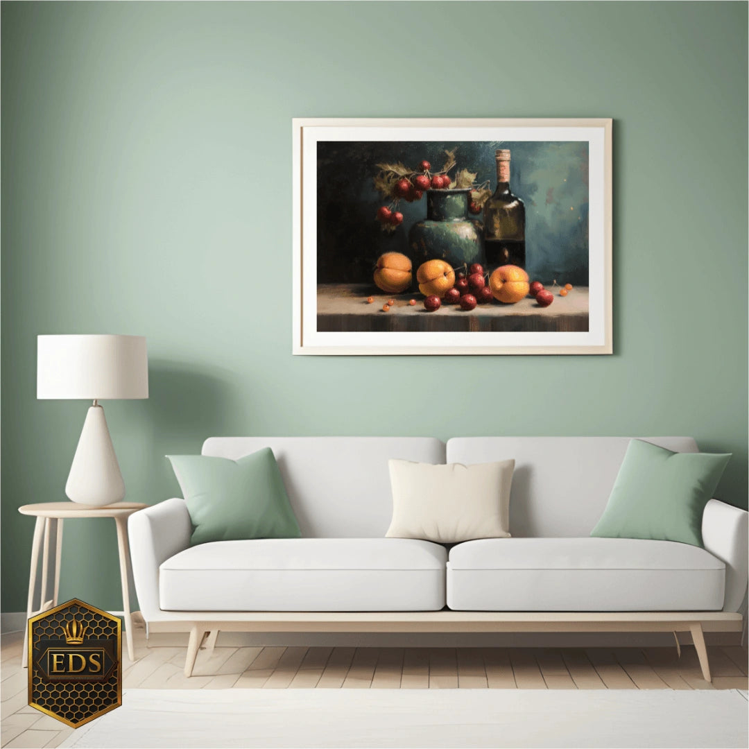 Life with Wine and Fruit - Still life Print Art