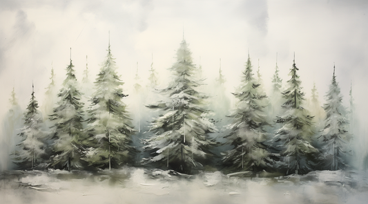 Misty Pines - Dawn's Serene Symphony - Landscape Art-print-art