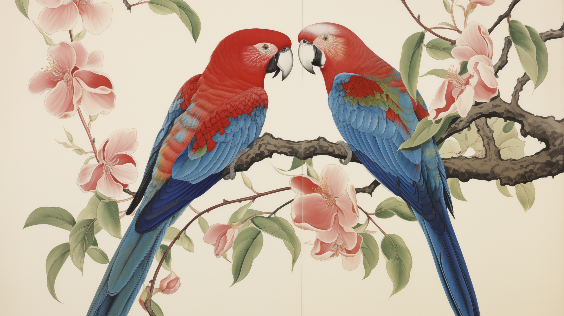 Tropical Duet - Bloom and Plumage - Nature Art-print-art