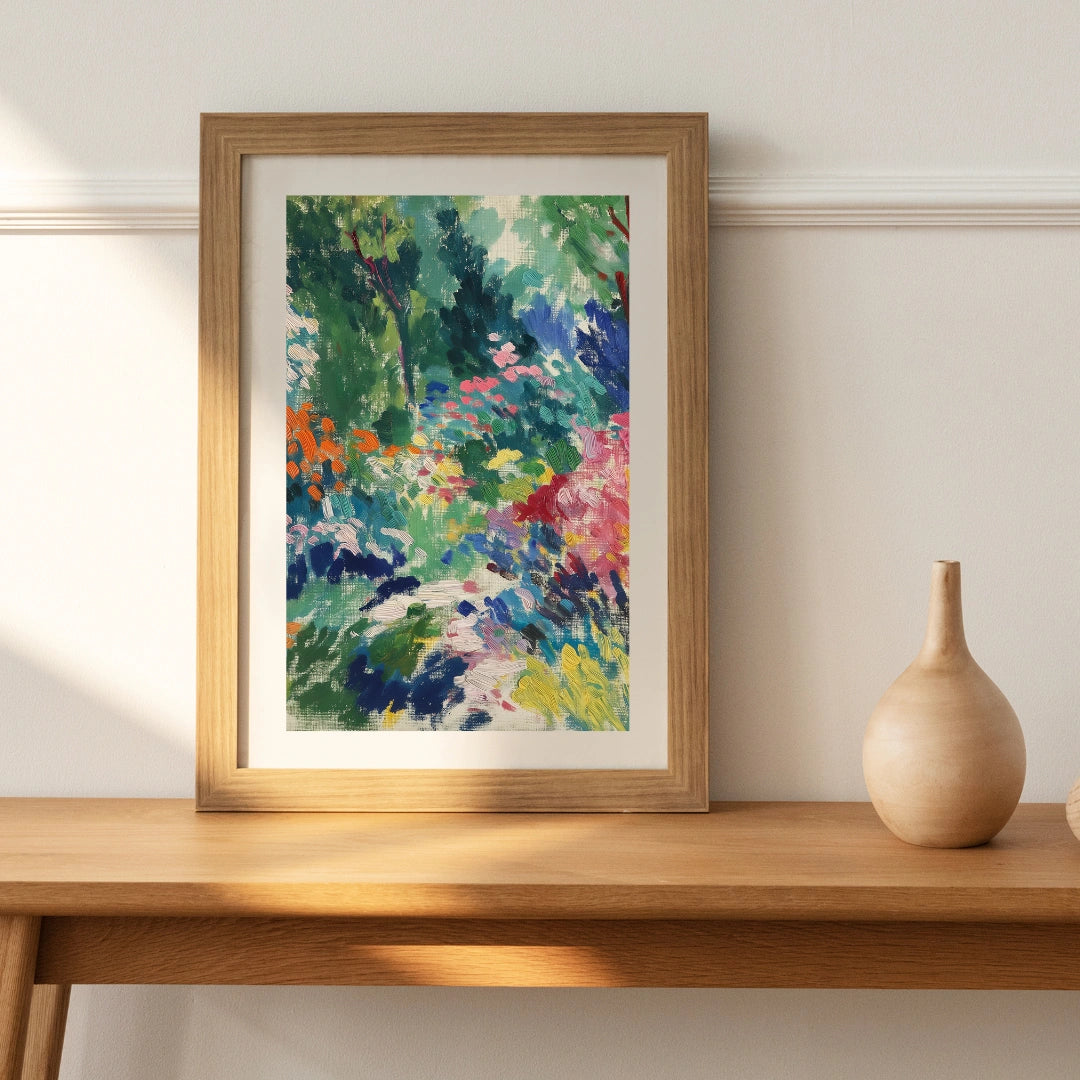 Vibrant Garden Symphony - Abstract Print Art