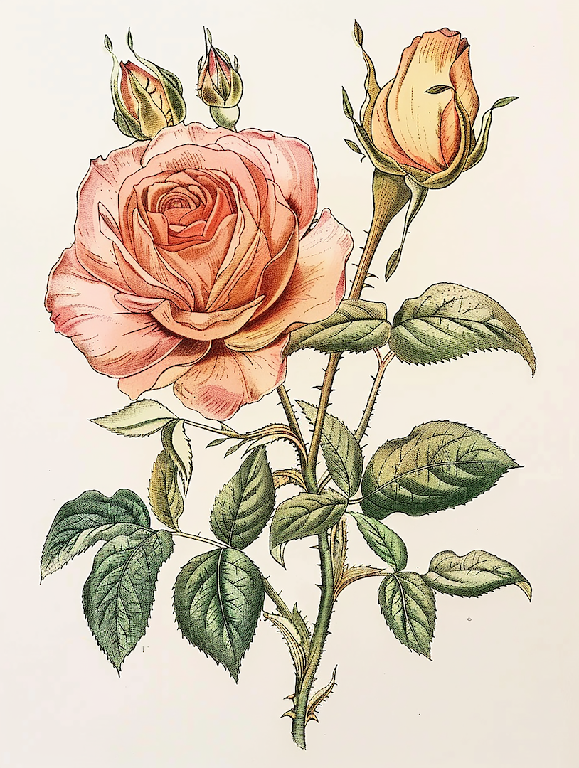 Vintage Blossom Elegance - Floral Art-print-art