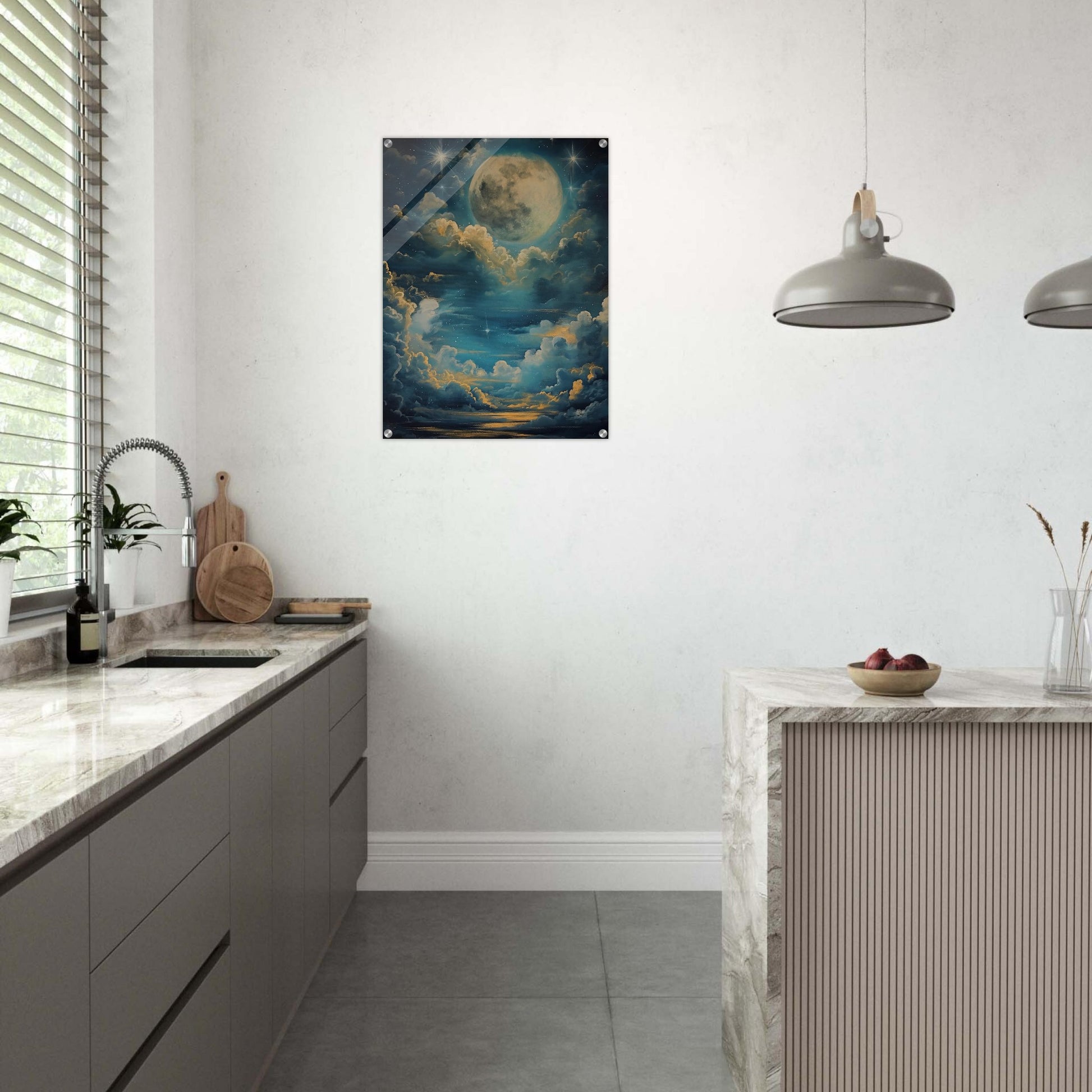 Lunar Sonata - An Evening's Rhapsody in Blue - Fantasy Art-print-on-acrylic